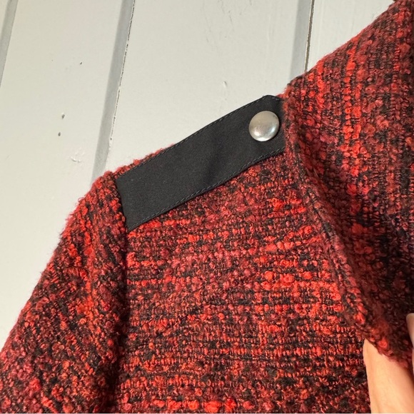 Lucky Brand red and black tweed moto jacket asymmetrical zip closure.‎ Size L - Picture 12 of 16